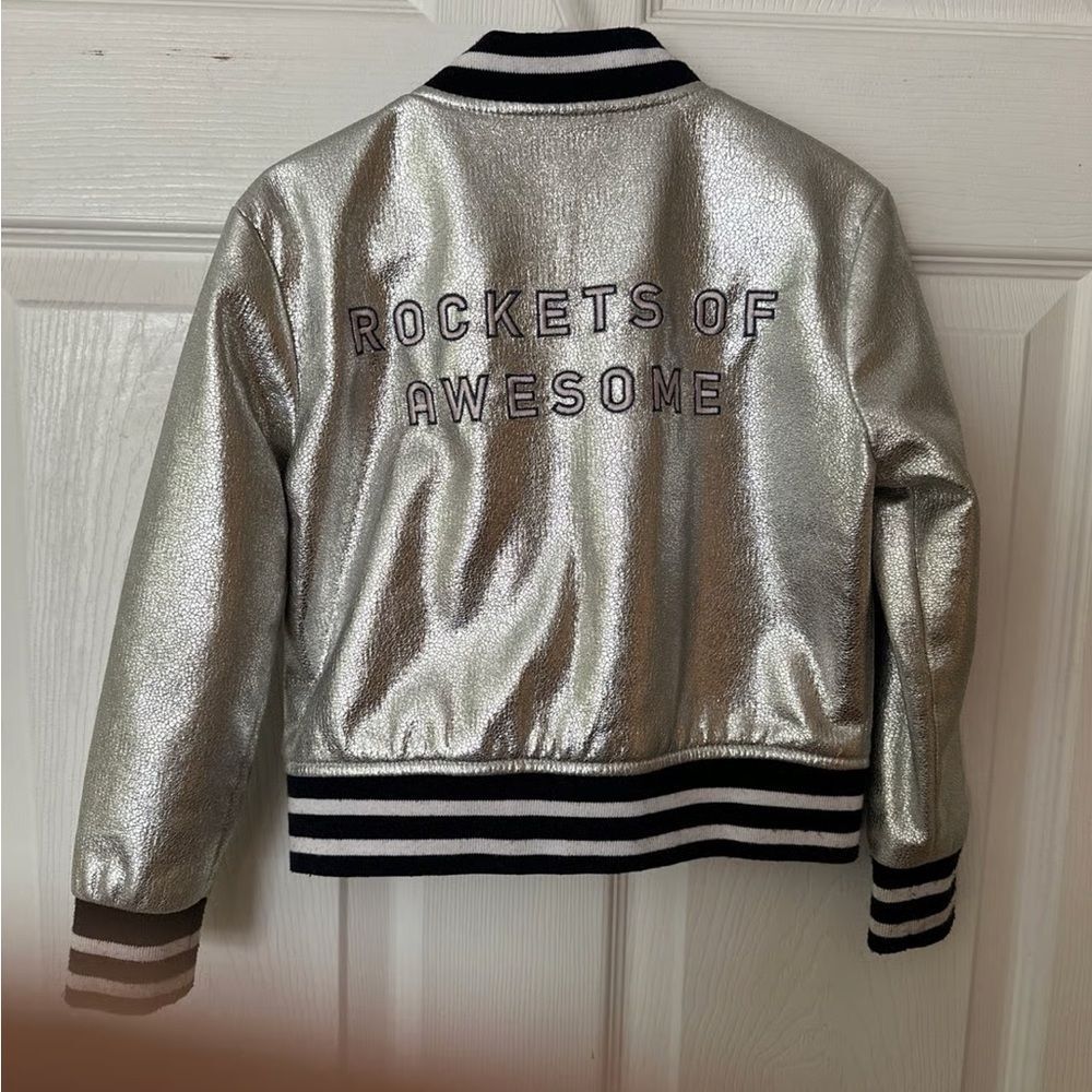 Silver Metallic Bomber Jacket - Picture 2 of 2